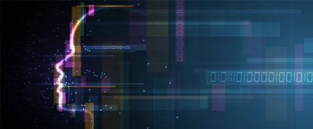 Conceptual technology illustration of artificial intelligence. Abstract futuristic backgroundのイラスト素材