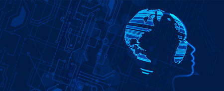 Abstract Artificial intelligence. Cloud computing. Machine learning. Technology web background....