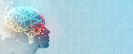 Abstract human brain. Artificial intelligence new technology. Science futuristic backgroundのイラスト素材