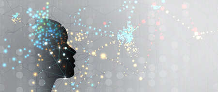 Conceptual technology illustration of artificial intelligence. Abstract futuristic backgroundのイラスト素材