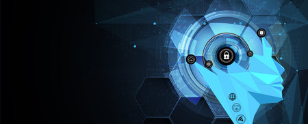 Abstract Artificial intelligence. Cloud computing. Machine learning. Technology web background....