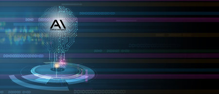 Conceptual technology illustration of artificial intelligence. Abstract futuristic background
