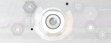 Abstract Artificial intelligence. Cloud computing. Machine learning. Technology web background. Virtual concept futuristic backgroundのイラスト素材