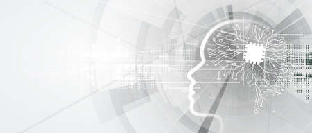 Abstract Artificial intelligence. Cloud computing. Machine learning. Technology web background. Virtual concept futuristic backgroundのイラスト素材