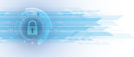 internet digital syber security technology concept for business background. Lock on circuit board