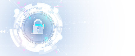 internet digital syber security technology concept for business background. Lock on circuit board