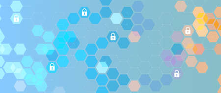 internet digital syber security technology concept for business background. Lock on circuit boardのイラスト素材