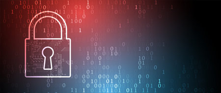 internet digital syber security technology concept for business background. Lock on circuit board