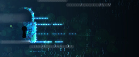 internet digital syber security technology concept for business background. Lock on circuit board