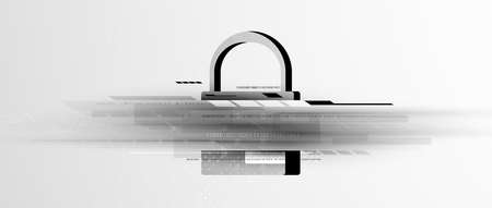 internet digital syber security technology concept for business background. Lock on circuit boardのイラスト素材