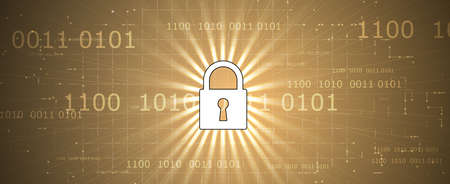 internet digital syber security technology concept for business background. Lock on circuit boardのイラスト素材