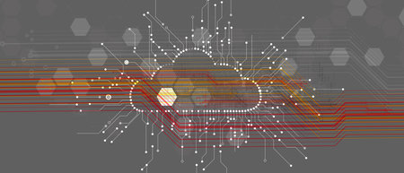 modern cloud technology. Integrated digital web concept background