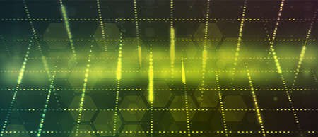 Quantum processing. Deep learning artificial intelligence. Future new technology  for business or science presentation. Vector backgroundのイラスト素材