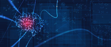 Conceptual technology illustration of artificial intelligence. Abstract futuristic background