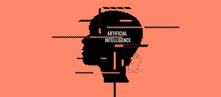 Abstract Artificial intelligence. Technology web background. Virtual conceptのイラスト素材