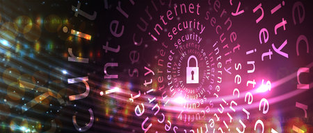 internet digital syber security technology concept for business background. Lock on circuit board