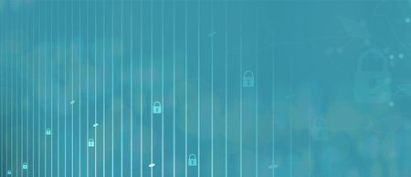 internet digital syber security technology concept for business background. Lock on circuit board