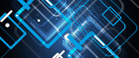 Abstract tech background. Futuristic technology interface with geometric shapesのイラスト素材