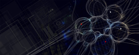 Neural network concept. Connected cells with links. High technology process. Abstract futuristic...