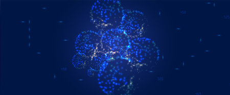 Neural network concept. Connected cells with links. High technology process. Abstract futuristic...
