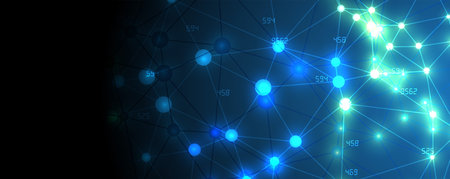 Neural network concept. Connected cells with links. High technology process. Abstract futuristic...