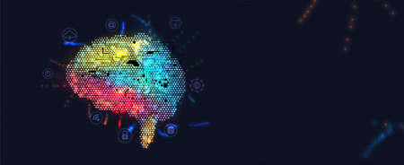 Conceptual technology illustration of artificial intelligence. Abstract futuristic backgroundのイラスト素材