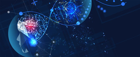Conceptual technology illustration of artificial intelligence. Abstract futuristic background