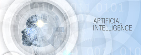 Conceptual technology illustration of artificial intelligence. Abstract futuristic background