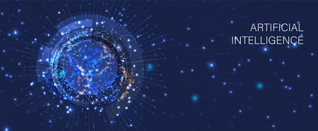 Conceptual technology illustration of artificial intelligence. Abstract futuristic backgroundのイラスト素材