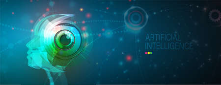 Conceptual technology illustration of artificial intelligence. Abstract futuristic backgroundのイラスト素材