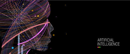 Conceptual technology illustration of artificial intelligence. Abstract futuristic backgroundのイラスト素材