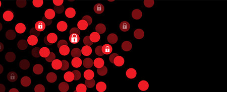 internet digital syber security technology concept for business background. Lock on circuit boardのイラスト素材