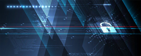 Cyber security and information or network protection. Future cyber technology web services for business and internet projectのイラスト素材