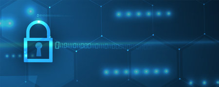 Cybersecurity and information or network protection. Future cyber technology web services for business and internet projectのイラスト素材