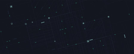 Quantum processing. Deep learning artificial intelligence. Future new technology  for business or science presentation. Vector backgroundのイラスト素材