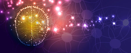 Conceptual technology illustration of artificial intelligence. Abstract futuristic backgroundのイラスト素材