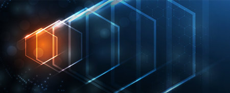 Abstract hexagon background. Technology poligonal design. Digital futuristic minimalism. Vectorのイラスト素材