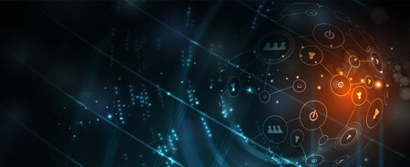Technology innovation background, idea of global business solution