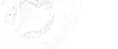 Neural network concept. Connected cells with links. High technology process. Abstract futuristic backgroundのイラスト素材