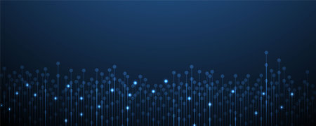 Quantum processing. Deep learning artificial intelligence. Future new technology  for business or science presentation. Vector backgroundのイラスト素材