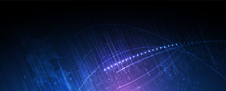 Quantum processing. Deep learning artificial intelligence. Future new technology  for business or science presentation. Vector backgroundのイラスト素材