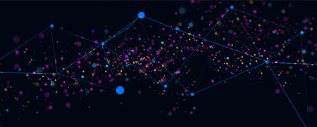 Neural network concept. Connected cells with links. High technology process. Abstract futuristic backgroundのイラスト素材