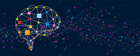 Abstract Artificial intelligence. Cloud computing. Machine learning. Technology web background. Virtual concept futuristic backgroundのイラスト素材