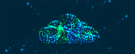 Cloud computing concept. Big data cloud storage. Artificial intelligence. Vector illustrationのイラスト素材