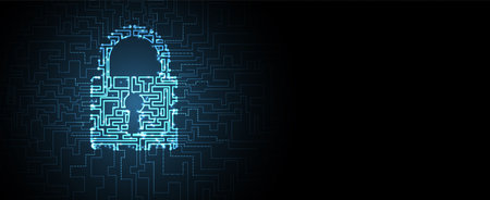 Cybersecurity and information or network protection. Future cyber technology web services for business and internet projectのイラスト素材