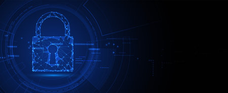 Cybersecurity and information or network protection. Future cyber technology web services for business and internet projectのイラスト素材