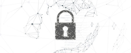 internet digital syber security technology concept for business background. Lock on circuit boardのイラスト素材
