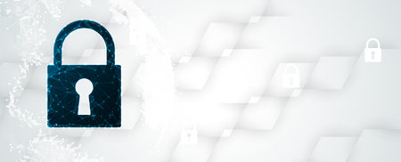 internet digital syber security technology concept for business background. Lock on circuit board