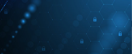 internet digital syber security technology concept for business background. Lock on circuit board