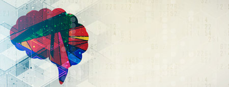 Abstract human brain. Artificial intelligence new technology. Science futuristic backgroundのイラスト素材